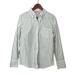 White and Green Stripe Button Down Size M